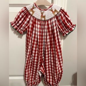 Reindeer smocked pants outfit. Toddler girl sz24m